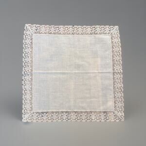 Vintage Set of 5 Lace Linen Napkins Cream Ivory Off White Granny Core Country